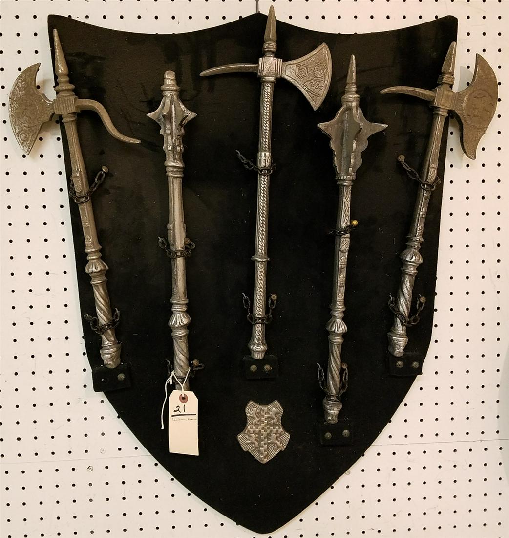 COSTUME ARMOUR INC. MOUNTED METAL WEAPONS 31" X 28" (1 of 1)