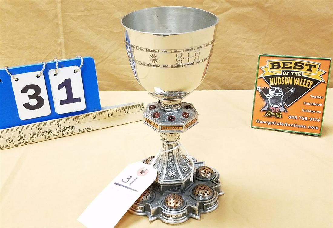 PEWTER & SILVERPLATE ALCHEMY GOTHIC CHALICE MADE IN ENGLAND 1999 8 1/4" (1 of 3)