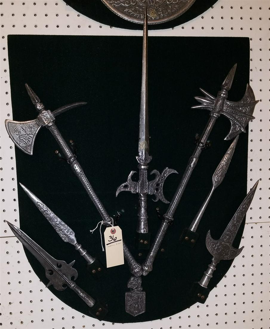 COSTUME ARMOUR INC. MOUNTED METAL WEAPONS 30" X 24" (1 of 1)