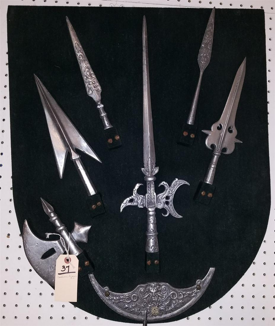 COSTUME ARMOUR INC. MOUNTED METAL WEAPONS 28" X 22" (1 of 1)