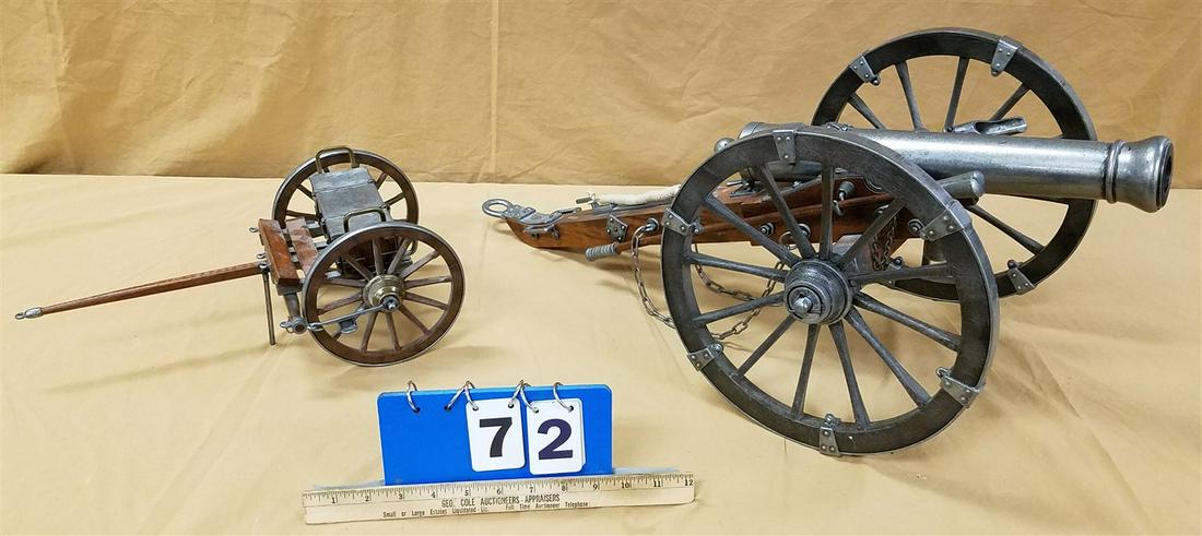 REPLICA CIVIL WAR CANNON MODEL 1857 11"H X 28"L X 12"W W/ AMMO WAGON 6"H X 15"L X 7"W MADE IN SPAIN (1 of 5)