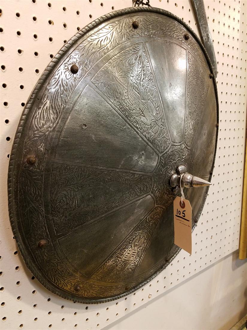 COSTUME ARMOUR INC. METAL SHEILD 22"DIAM.: COSTUME ARMOUR INC. METAL SHEILD 22"DIAM.
