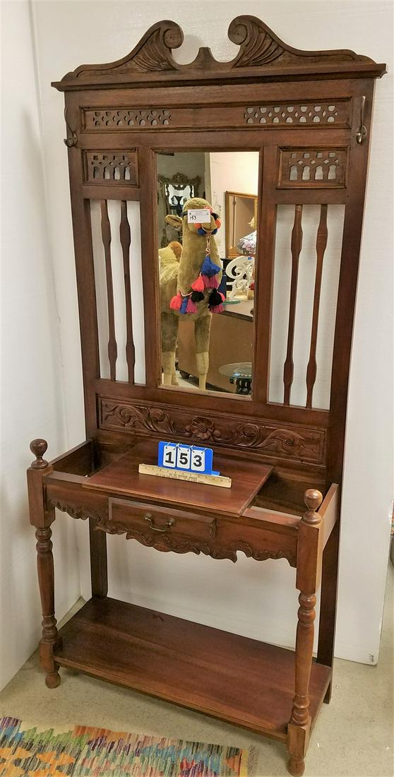 MAHOG. HALL STAND 82 1/2"H X 37"W X 14"D (1 of 3)