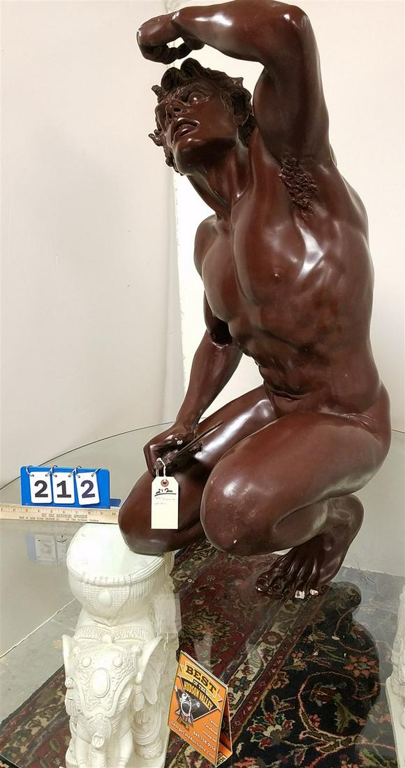 COSTUME ARMOUR INC KNEELING WARRIOR FIGURE- PLASTER 37" (1 of 2)