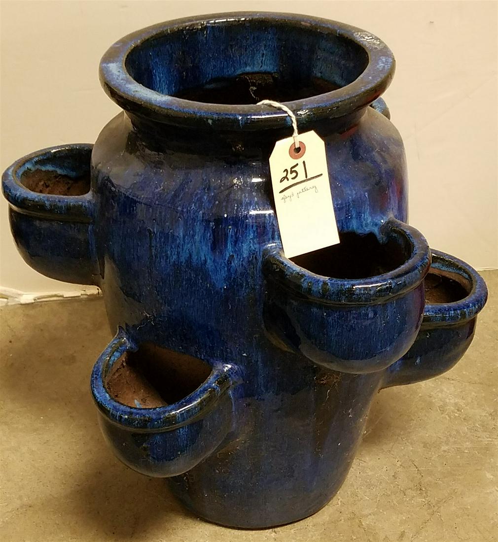 GLAZED POTTERY PLANTER 18 1/2"H X 17 1/2" DIAM (1 of 3)