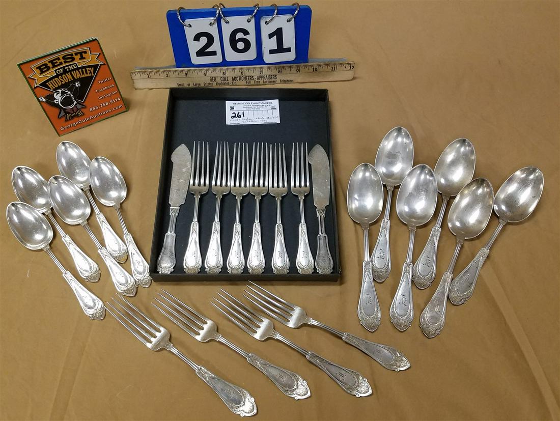 WOOD AND HUGHES STERLING 23 PC "VENETIAN" 1875 FLATWARE 32.35 OZT (1 of 4)