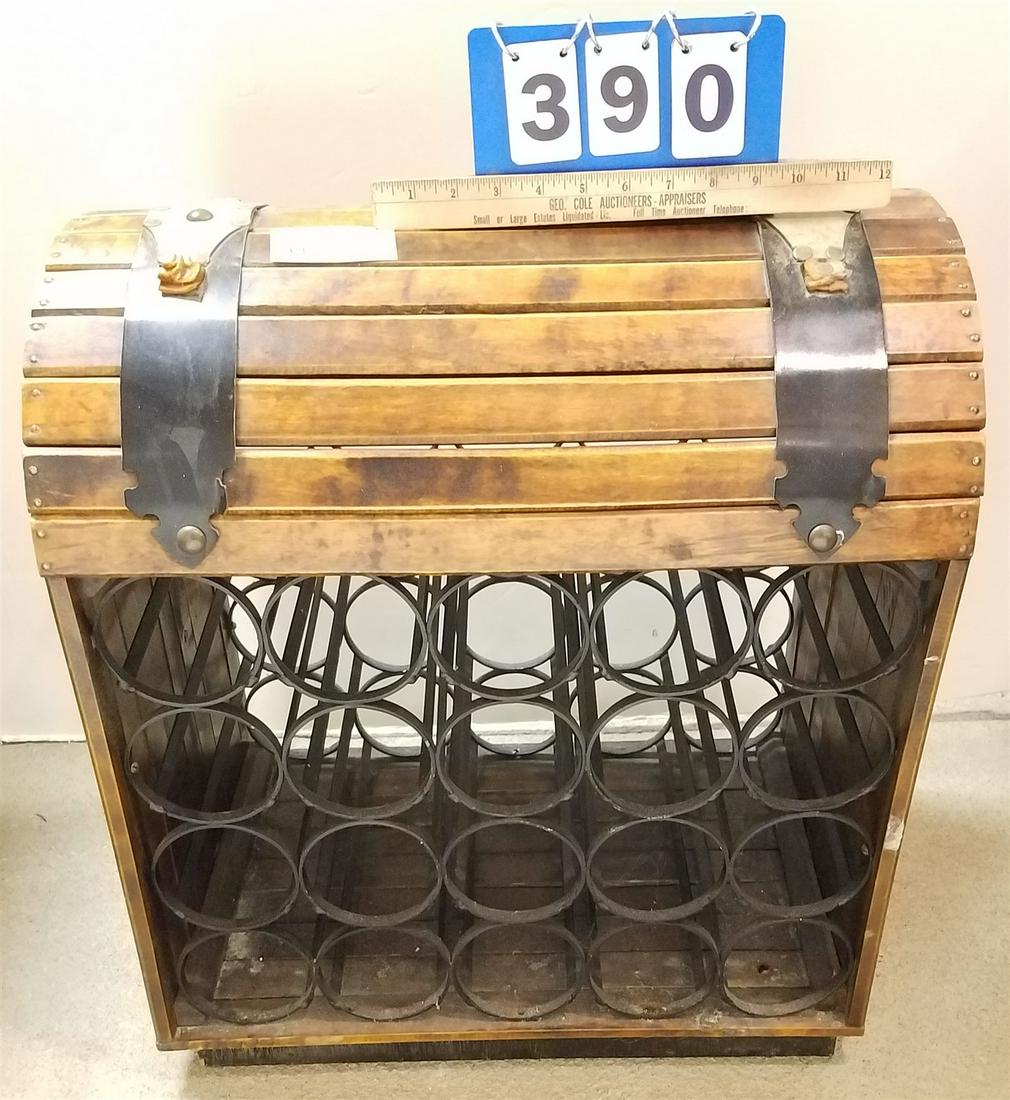 WOOD AND WROUGHT WINE CABINET 24"H X 21"W X 13 1/2"D: WOOD AND WROUGHT WINE CABINET 24"H X 21"W X 13 1/2"D
