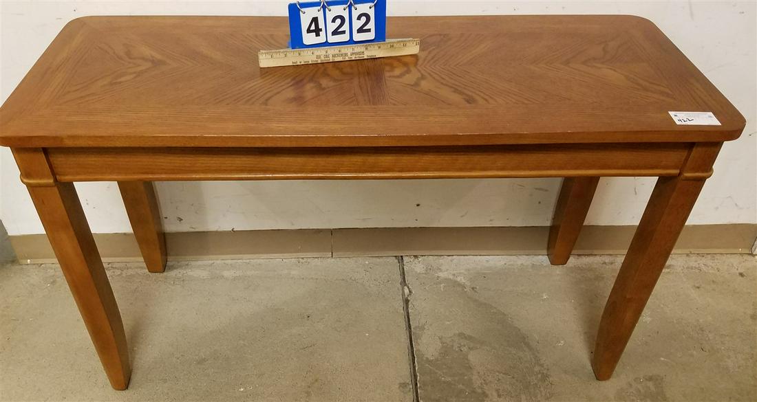 OAK CONSOLE TABLE 28 1/2"H X 4'W X 18"D (1 of 2)