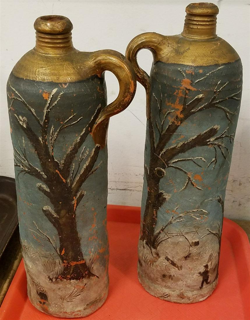 TRAY 2 FOLK ART PTD STONEWARE BOTTLES (1 of 4)