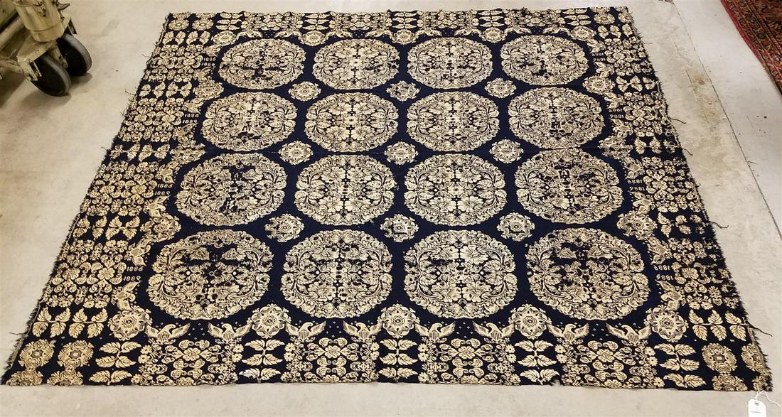 JACQUARD COVERLET DATED 1836 6'11" X 7'8" (1 of 4)