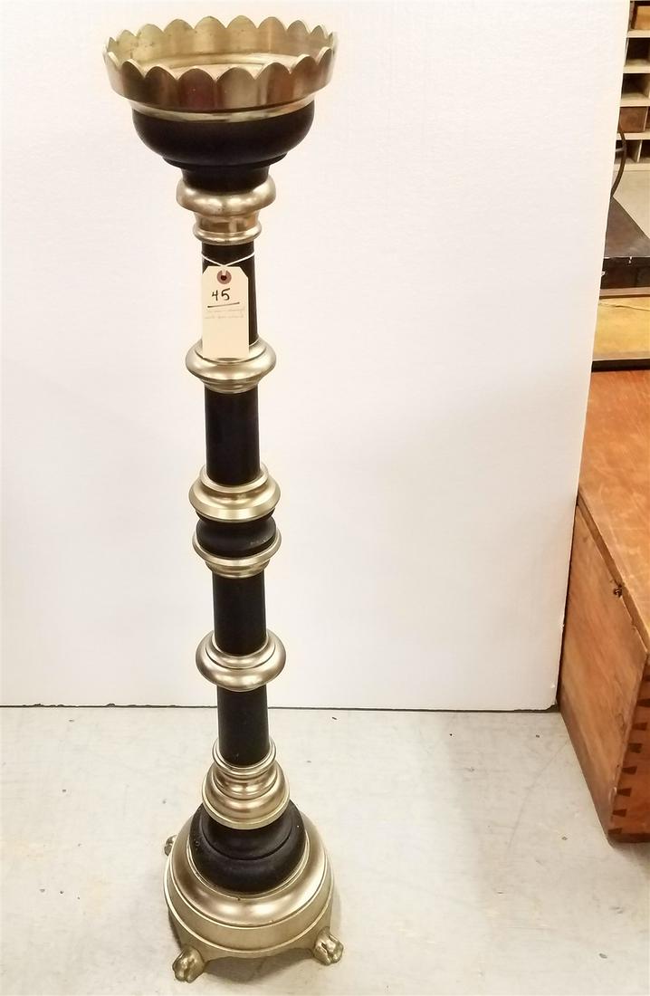 CHROME AND EBONIZED WOOD FERN STAND 4'H X 8 1/4" DIAM: CHROME AND EBONIZED WOOD FERN STAND 4'H X 8 1/4" DIAM