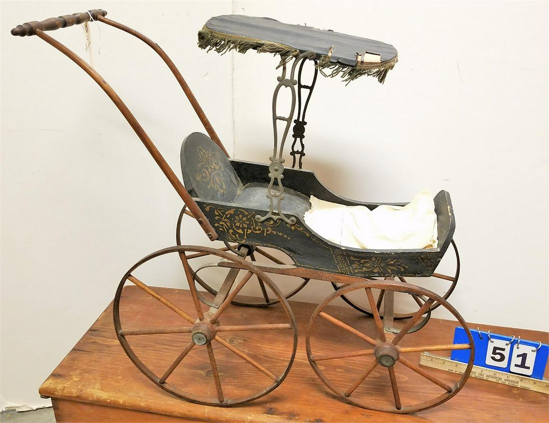 19TH C DOLL CARRIAGE 27"H X 30"L X 14"W (1 of 1)
