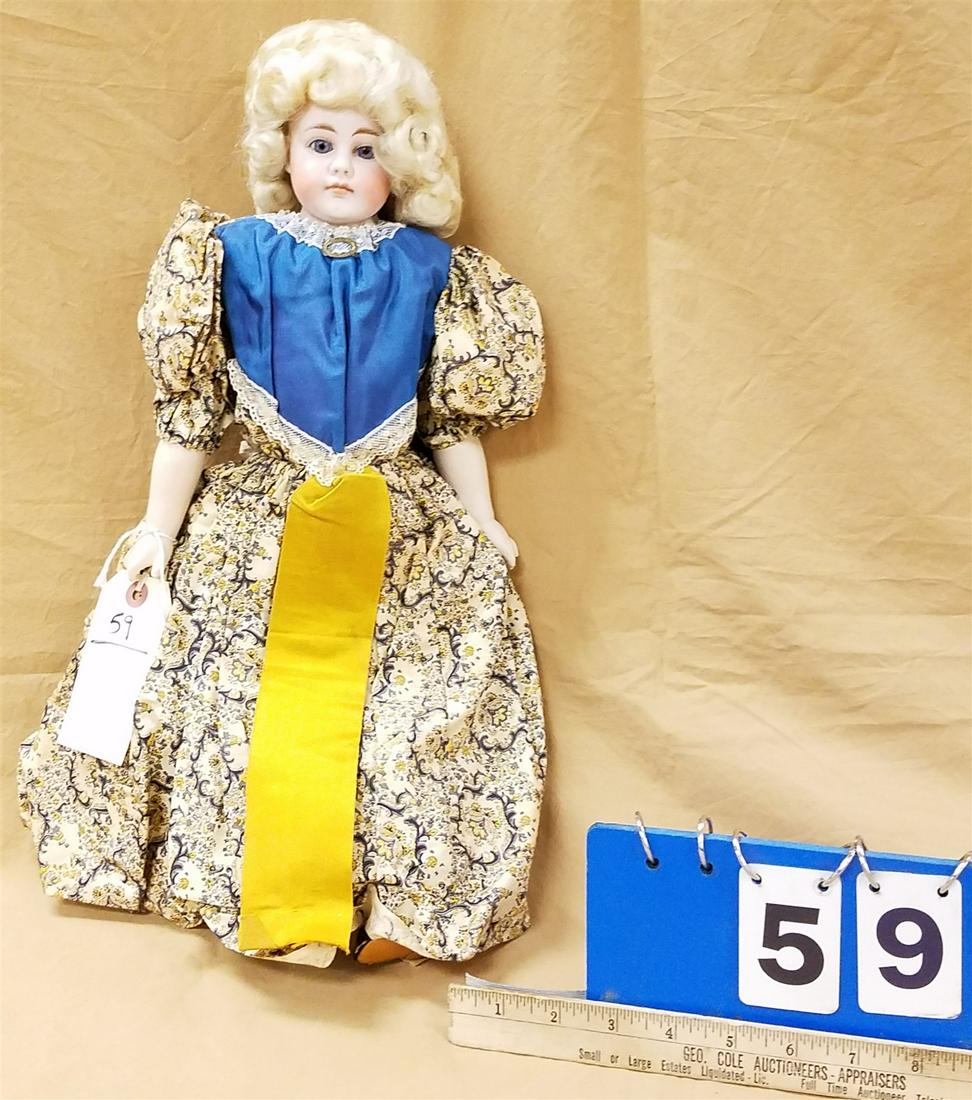 BISQUE HEAD DOLL 309.8 W/ KID BODY 18": BISQUE HEAD DOLL 309.8 W/ KID BODY 18"