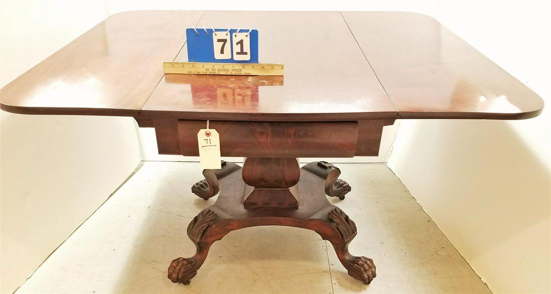 EMPIRE MAHOG 1 DRAWER DROP LEAF TABLE 42" X 49" OPEN: EMPIRE MAHOG 1 DRAWER DROP LEAF TABLE 42" X 49" OPEN