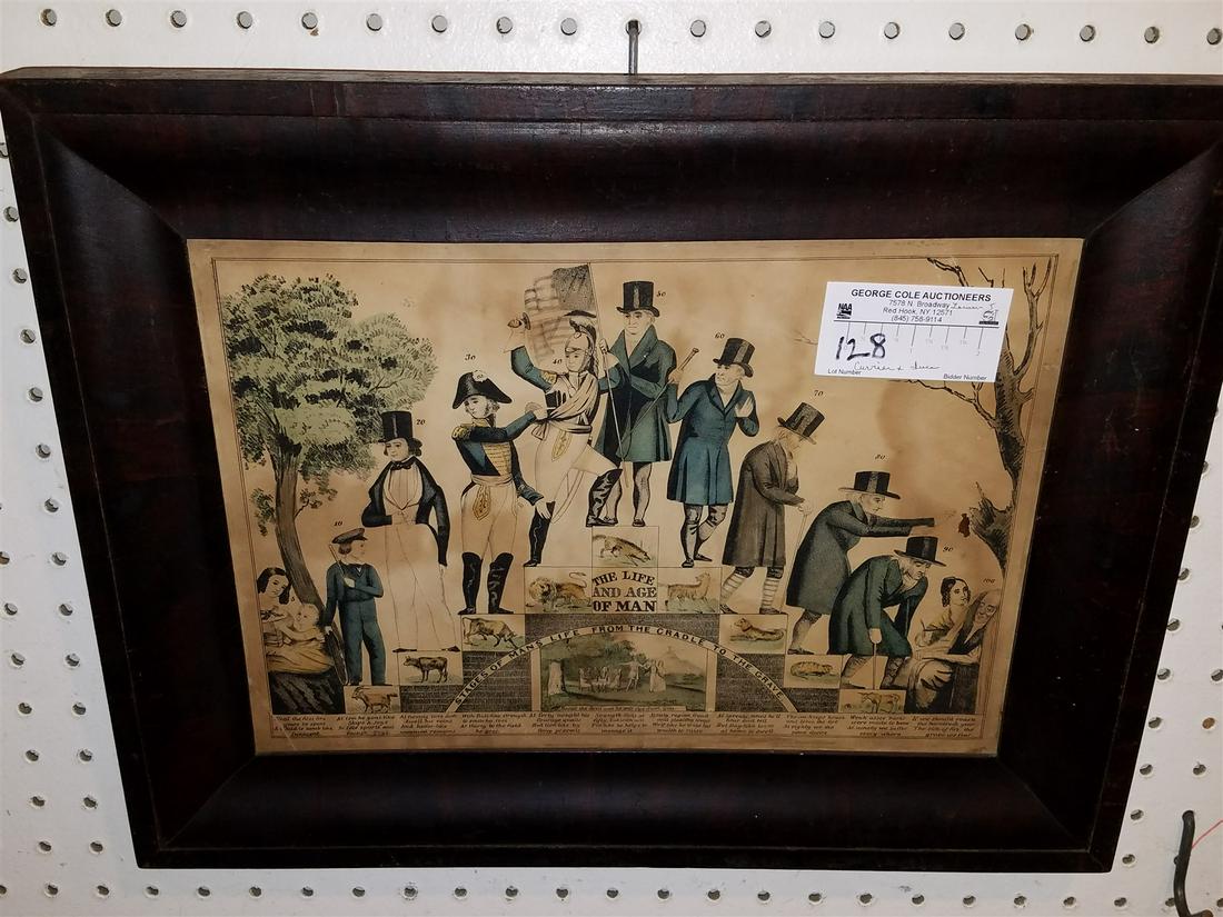 FRAMED CURRIER & IVES THE LIFE AND AGE OF MAN 9 1/2" X 13 1/2" (1 of 2)