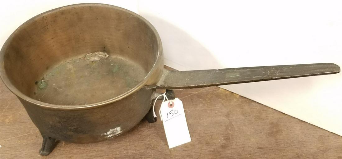 BRONZE FOOTED POT 7"H X 10 1/2"DIAM. W/ 11 1/2"HANDLE (1 of 5)