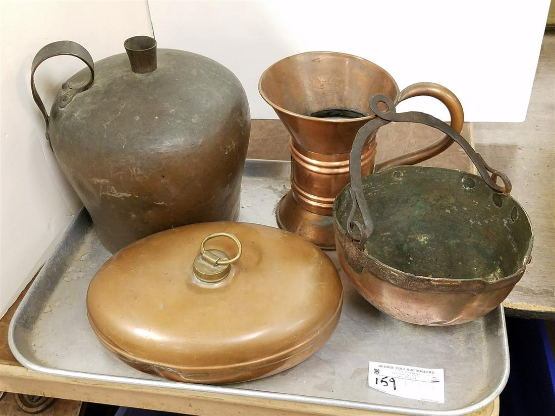 TRAY COPPER OVOID VESSEL 10 1/2" & COPPER BED WARMER (1 of 4)