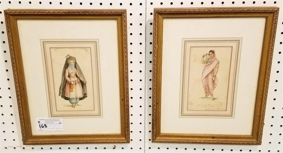 PR. FRAMED 19THc W/C INDIAN WOMAN OF HINDOUSTAN SGND. L. MALLARD 7" X 4" (1 of 1)