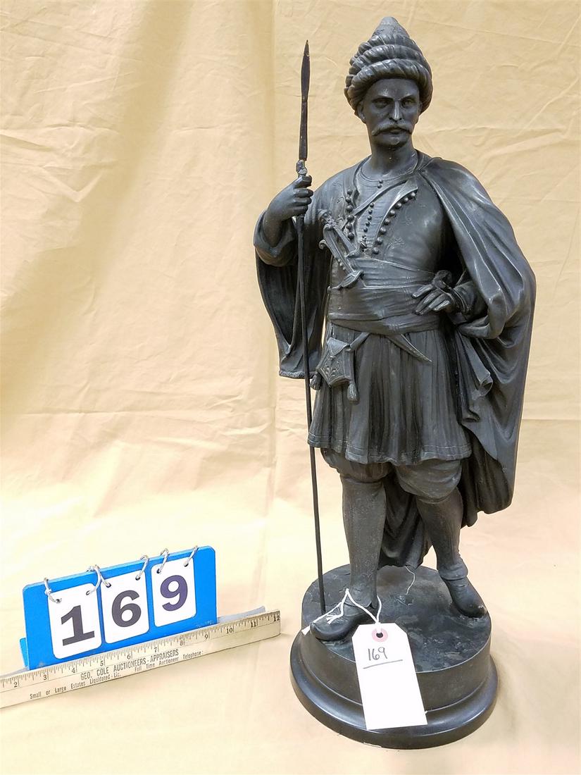 19THc WHITE METAL STATUE OF A TURK 24" (1 of 3)