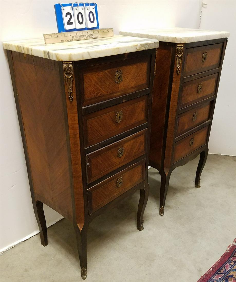 PR FR MARBLE TOP INLAID 4 DRAWER STANDS 32 3/4"H X 16 1/2"W X 12 1/2"D (1 of 2)