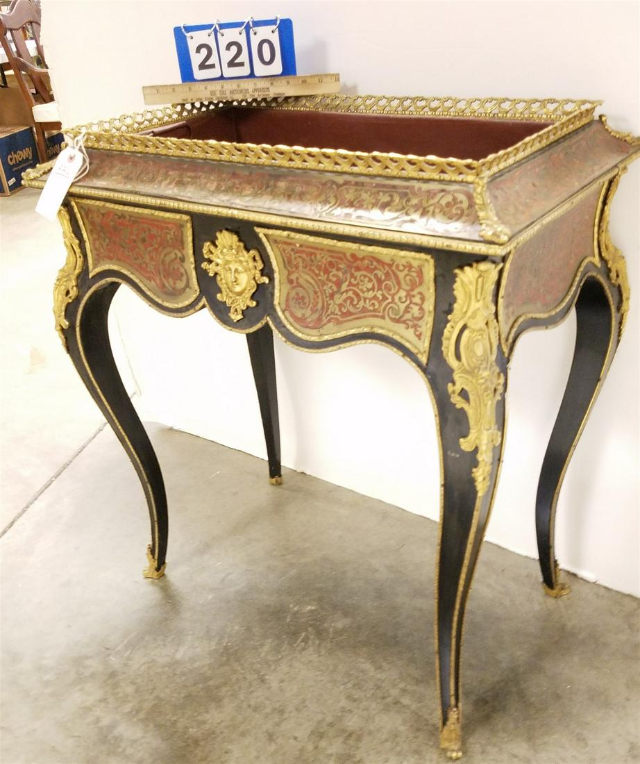 C1890 FRENCH BRASS INLAID PLANTER STAND W/ ORMOLU MOUNTS 32"H X 28"W X 17"D (1 of 8)