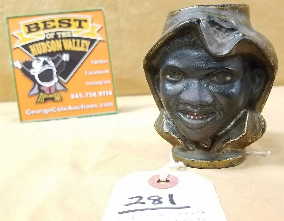 VINTAGE TWO FACED BLACK BOY CAST IRON STILL BANK 3 1/2" A.C. WILLIAMS (1 of 4)
