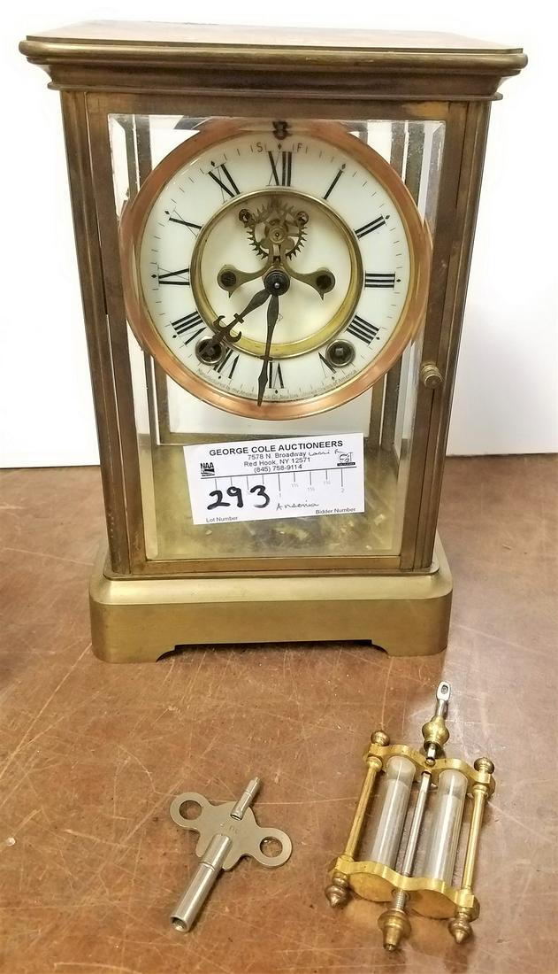 BRONZE AND CRYSTAL CASE ANSONIA CLOCK 9 3/4"H X 6 1/4"W X 5 1/4"D (1 of 6)