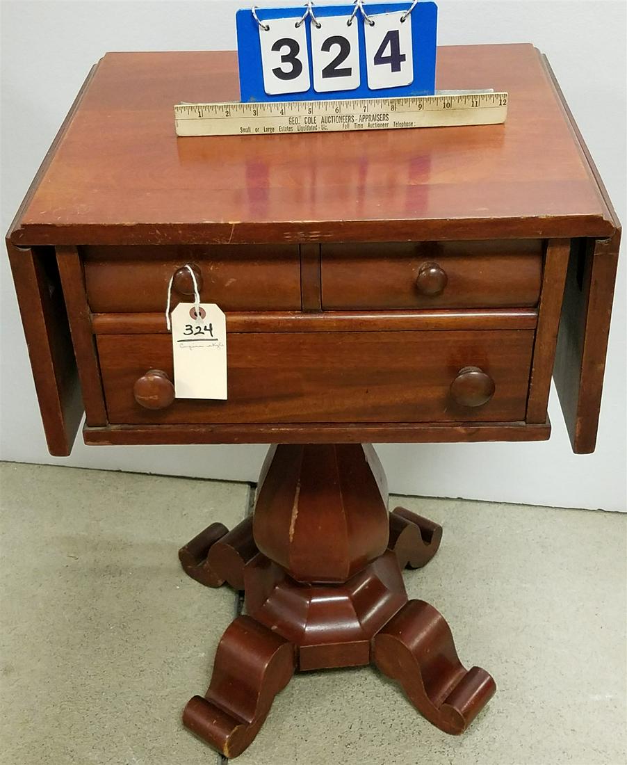 EMPIRE STYLE 3 DRAWER DROP LEAF WK TABLE 28"H X 19 1/2"W X 16 1/4" (1 of 1)