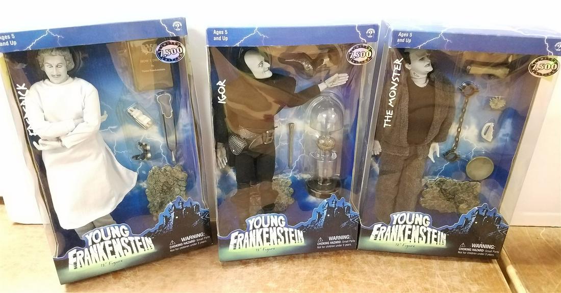 BX OF 3 BX'D YOUNG FRANKENSTEIN FIGURES- FREDEREICK, IGOR AND THE MONSTER (1 of 3)