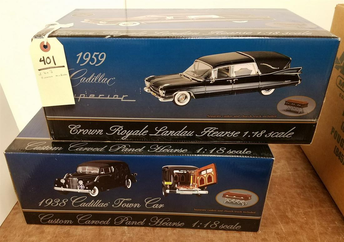 LOT 2 BX'D SUNSET COACH BY PRECISION- 1938 CADILLAC TOWN CAR HEARSE & 1959 CADILLAC CROWN ROYALE (1 of 3)