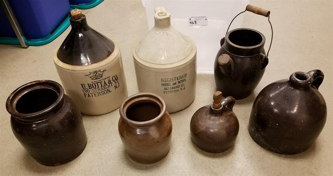 TUB STONEWARE JUGS-FORBS & BOTBYL, U.BOTTA CO. OF PATTERSON NJ,BATTER PITCHER ETC. (1 of 3)