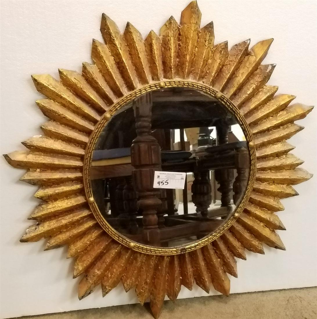 GILT METAL SUNBURST FRAMED MIRROR 29 1/2" DIAM. (1 of 2)