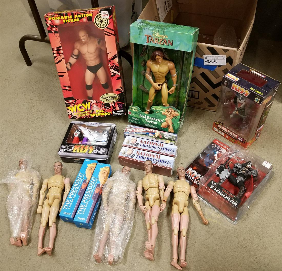 BX'D ACTION FIGURES DISNEY'S TARZAN,WCWBILL GOLDBERG KISS GENE SIMMONS ETC. (1 of 5)