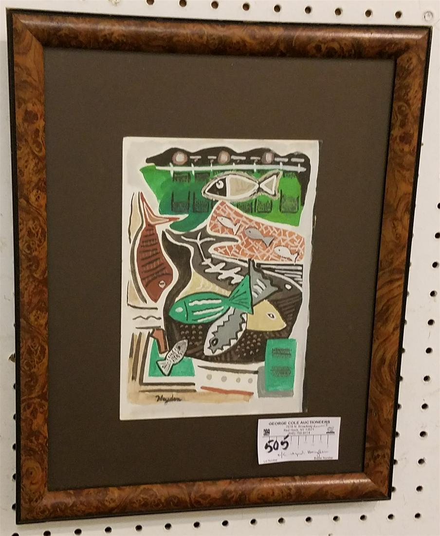FRAMED W/C SGND. HAYDEN 9" X 6 1/4": FRAMED W/C SGND. HAYDEN 9" X 6 1/4"