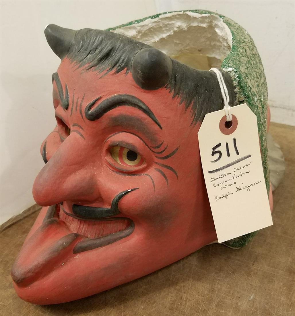 GOLDEN GLOW CONVENTION 2000, RALPH GIGUERE PAPER MACHE 2 FACED LUMINARY 7 1/2"H X 14"L X 9"W (1 of 2)
