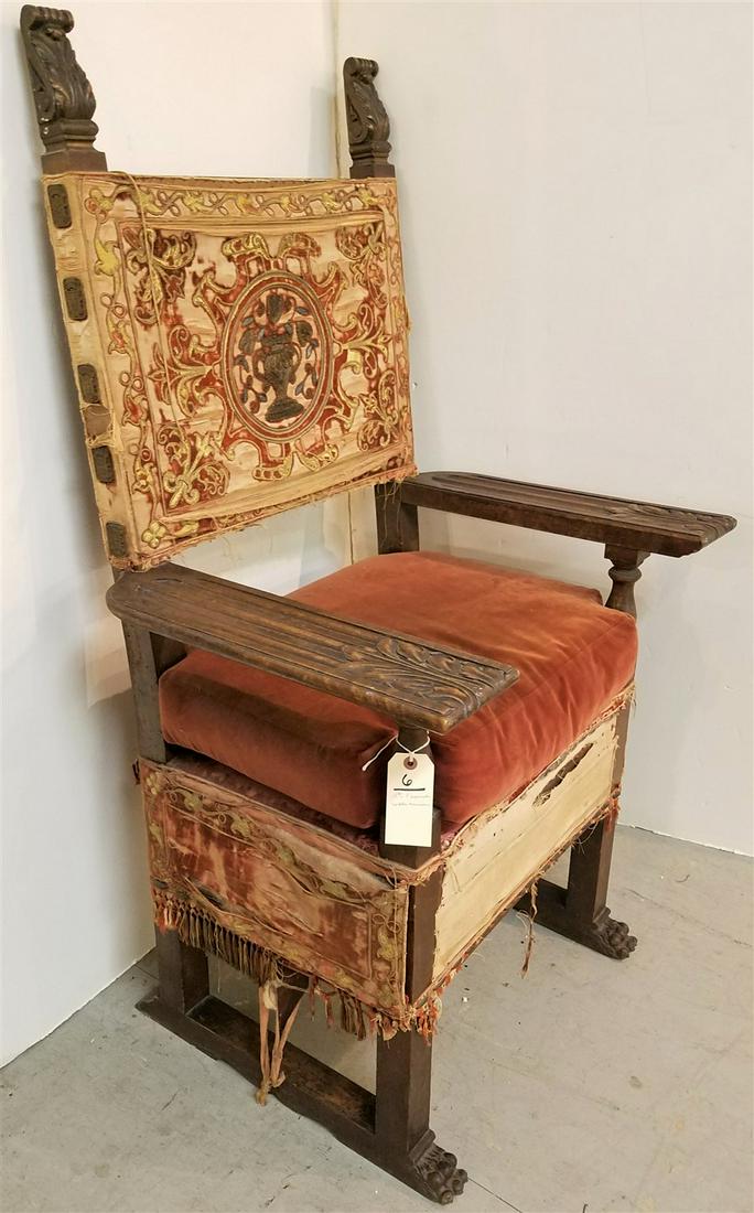 19TH C FLEMISH ARMCHAIR W/ ORIG UPHOLS CORDTS MANSION (1 of 7)