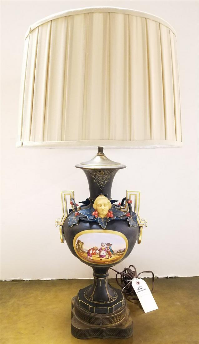 19TH C PORCELAIN URN LAMP 30" CORDTS MANSION (1 of 5)
