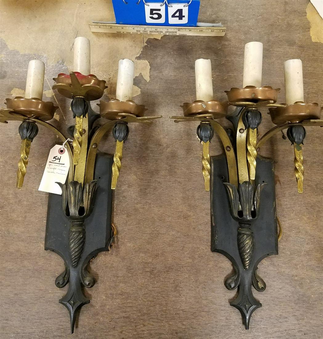PR CAST IRON BRASS AND WROUGHT SCONCES 21"H X 13 1/2"W CORDTS MANSION (1 of 4)