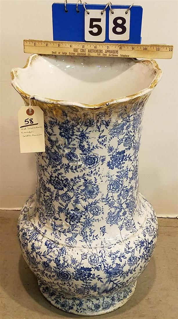 VICT IRONSTONE TRANSFER UMBRELLA STAND 22" CORDTS MANSION: VICT IRONSTONE TRANSFER UMBRELLA STAND 22" CORDTS MANSION