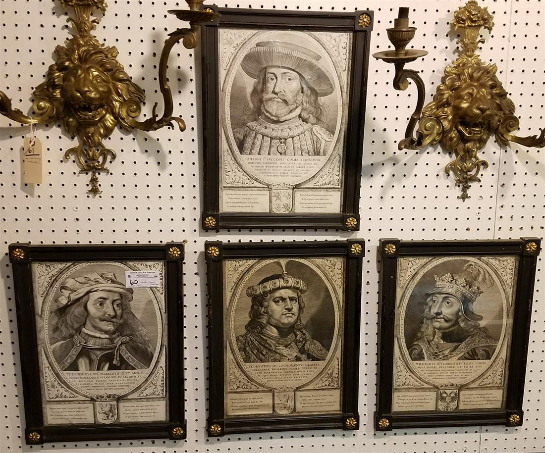 SET 4 FRAMED 1650 ENGR BY CORNELIUS VISSCHER 16" X 11 1/2" CORDTS MANSION (1 of 12)