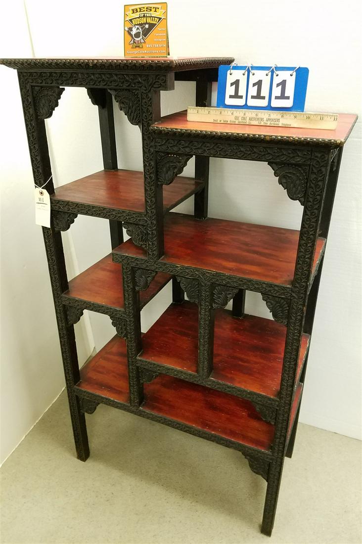 19TH C INDO CARVED ETAGERE 49 1/2"H X 29"W X 14"D CORDTS MANSION (1 of 4)