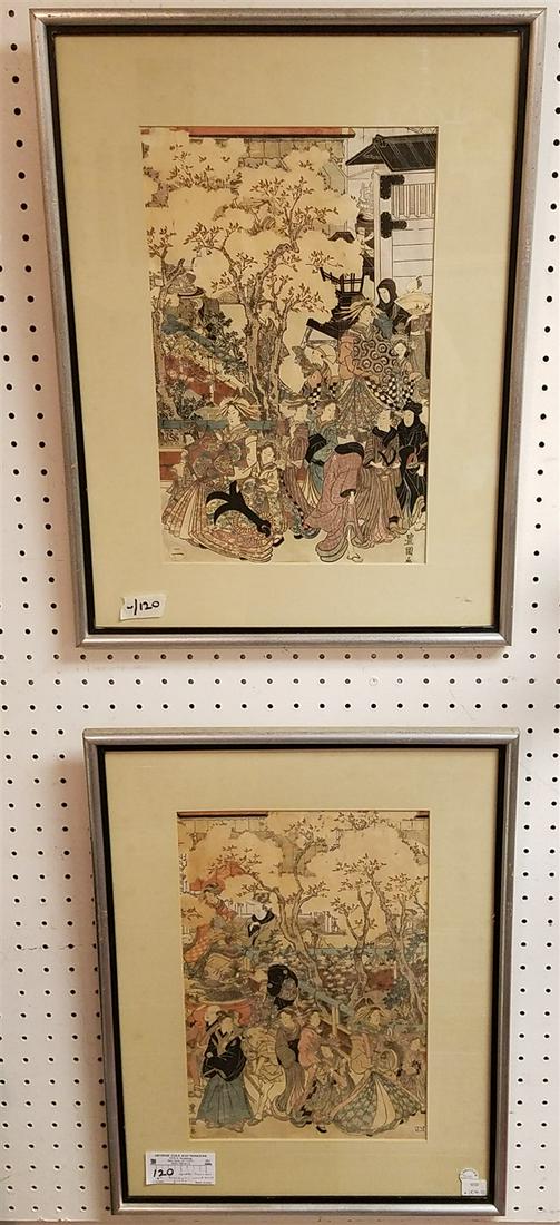 PR FRAMED JAPANESE WOOD BLOCK PRINTS TOYOKUNI 14 1/2" X 9 1/2" CORDTS MANSION (1 of 4)