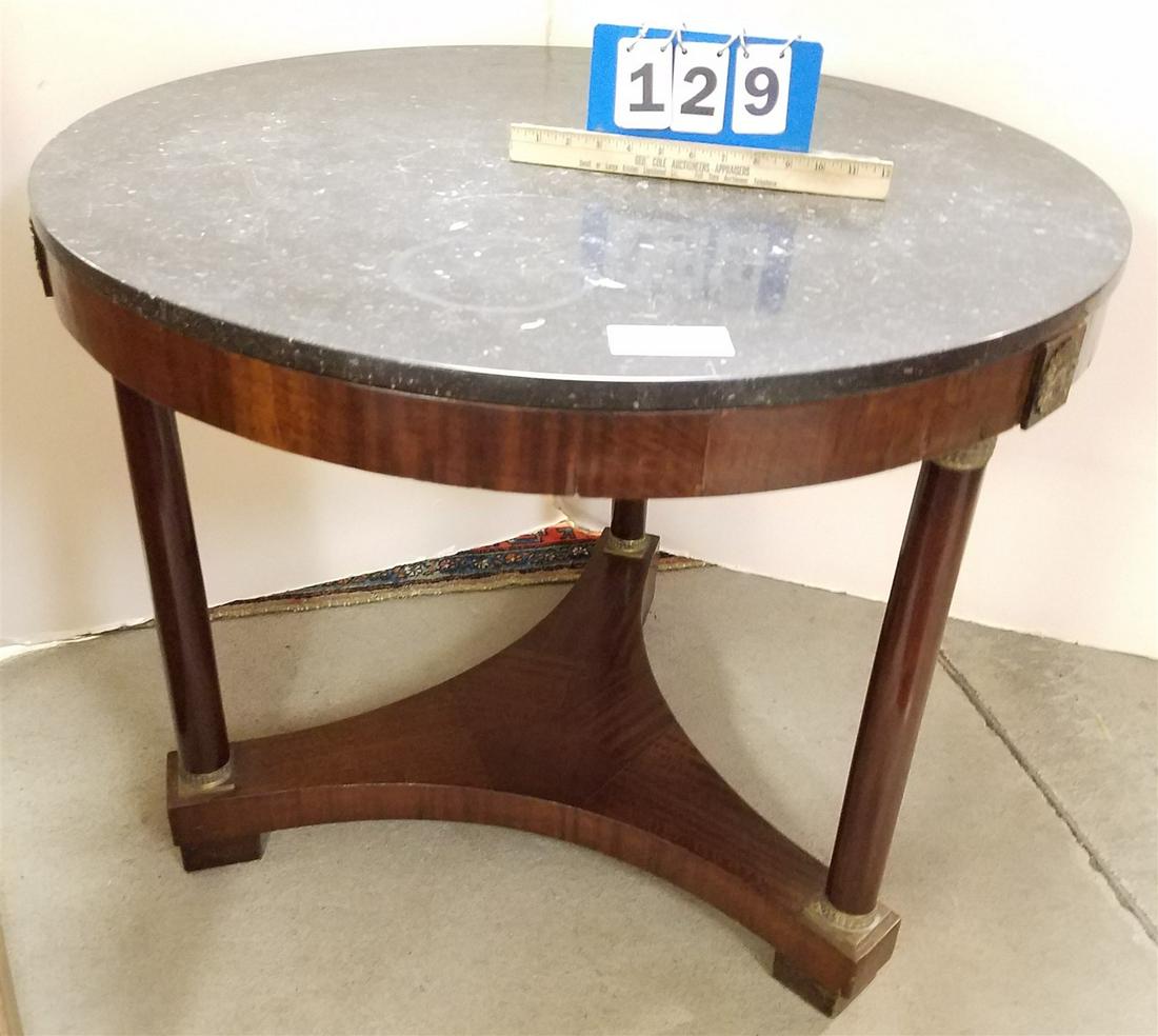 EMPIRE MAHOG TRI POD BASE MARBLE TOP TABLE 28"H X 34" DIAM W/ ORMOLU MOUNTS CORDTS MANSIONS (1 of 3)