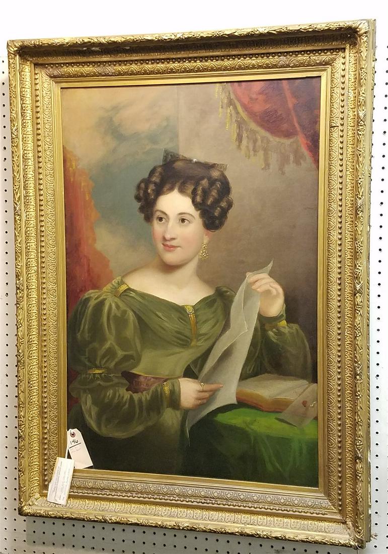 FRAMED O/C PORTRAIT OF CATHERINE ROLAND KINZER BY OTIS BASS 36" X 24" CORDTS MANSION (1 of 4)