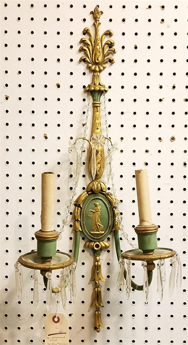 PR POLYCHROMED BRASS SCONCES 25"H X 11"W CORDTS MANSION (1 of 7)