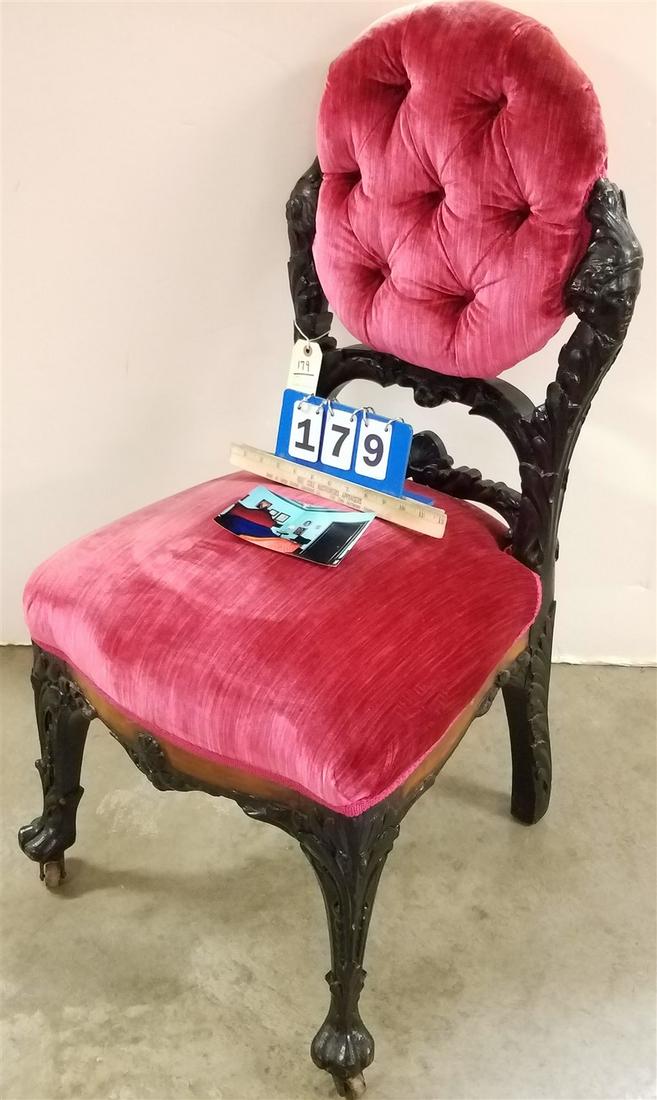 19TH C CARVED AND EBONIZED CHAIR 38" CORDTS MANSION (1 of 5)