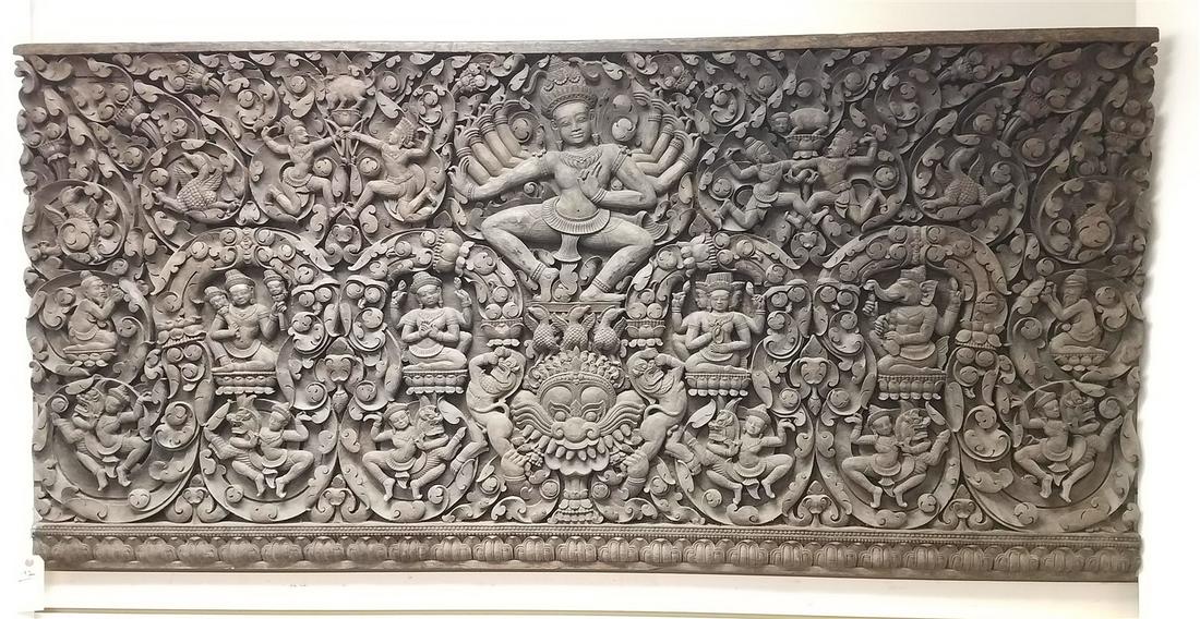 INDO CARVED TEAK PANEL 36"H X 75"W CORDTS MANSION (1 of 9)