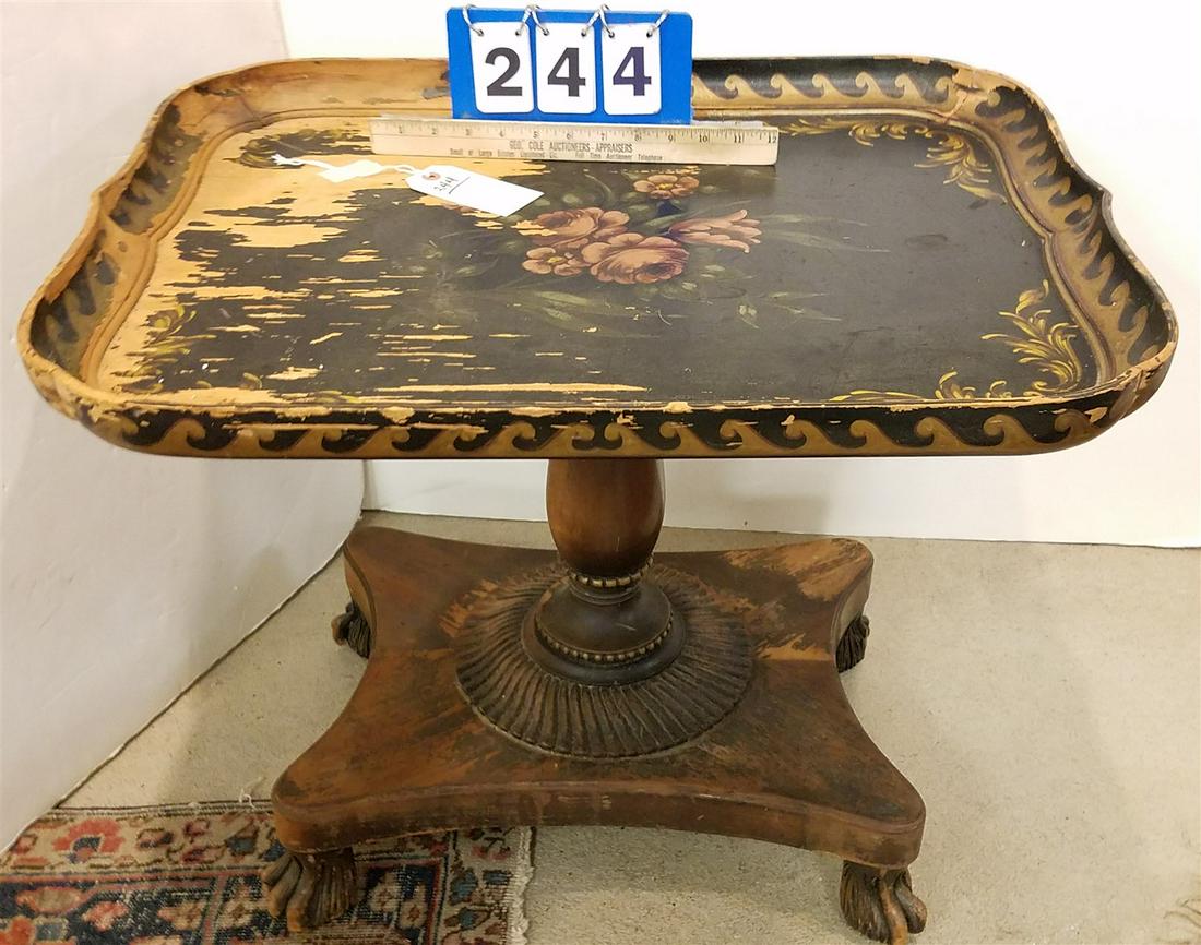 MAHOG TRAY TOP PED. BASE COFFEE TABLE 21"H X 26"W X 21" CORDTS MANSION (1 of 4)