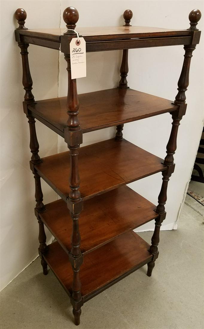 19TH C. ENGLISH MAHOG.5 TIER PLATE STAND 51"H X 20-1/4"W X 14-1/2"D CORDTS MANSION (1 of 3)