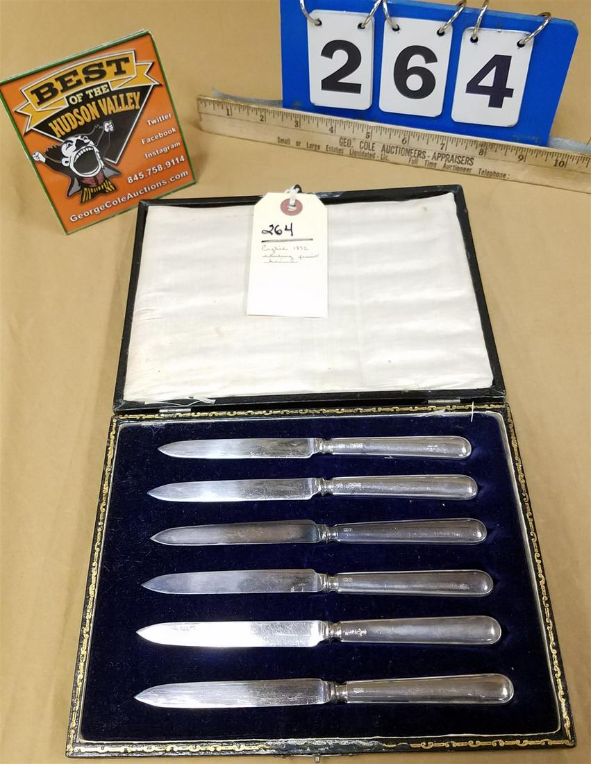 BX'D SET 1892 ENGLISH STERLING FRUIT KNIVES 3.69OZT (1 of 4)